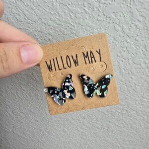 Willow May Confetti Black Butterfly Earrings